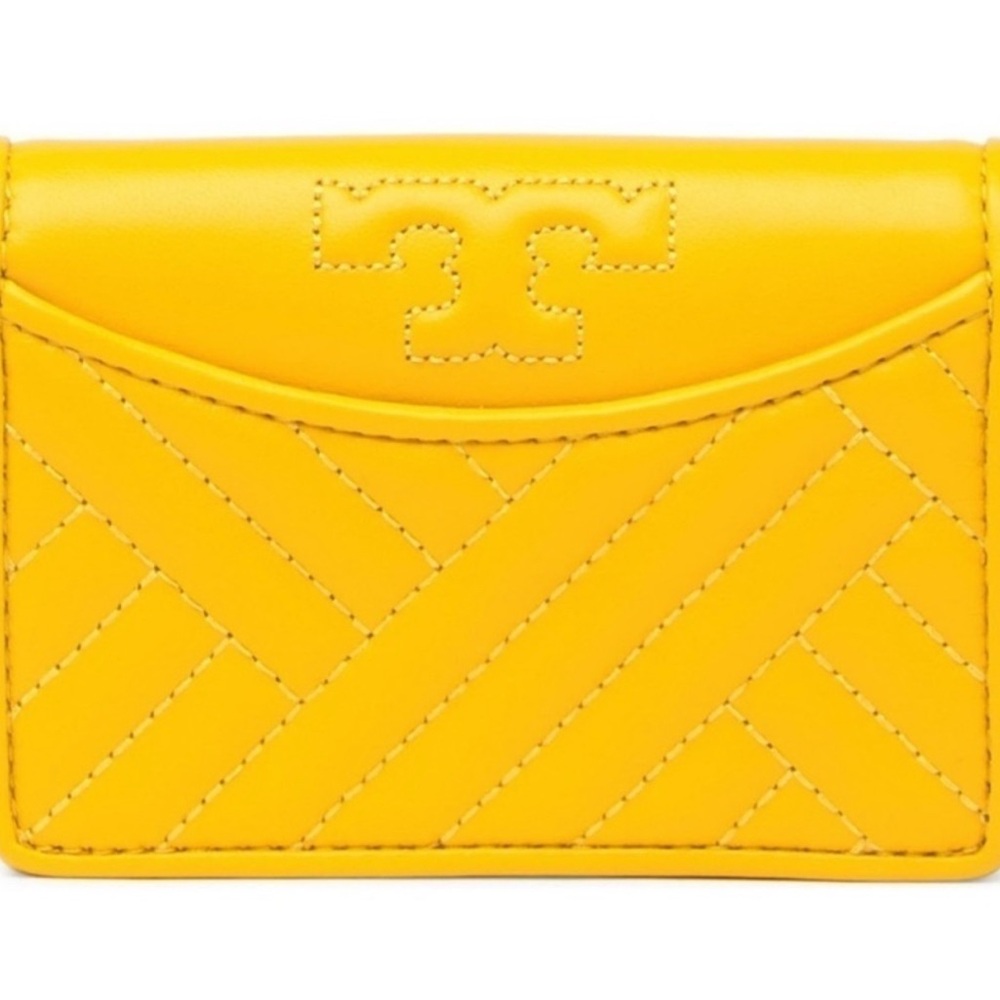 Tory Burch Sunny Yellow Quilted Bifold Leather Wallet/ Card Holder